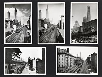 (NEW YORK CITY--MAX HUBACHER) A neat album with approximately 234 photographs surveying the citys elevated subways lines, streetcars,
